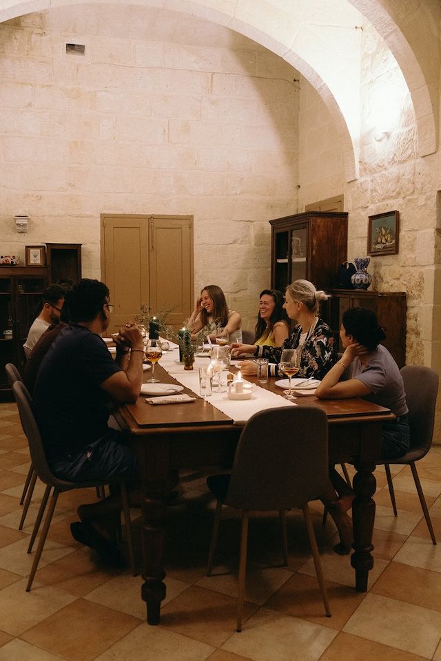 Dinner together at the villa